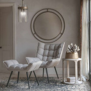 Oatmeal Linen Accent Chair and Footstool